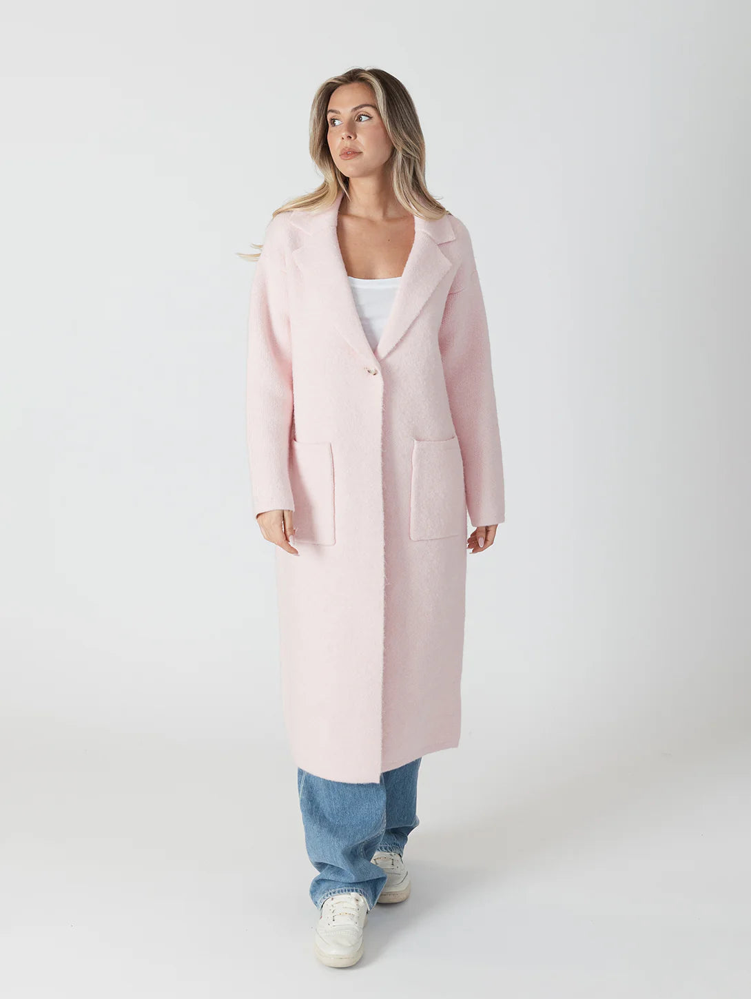 Lyla Luxe Top Jimmi Long Coat Pink City Oak