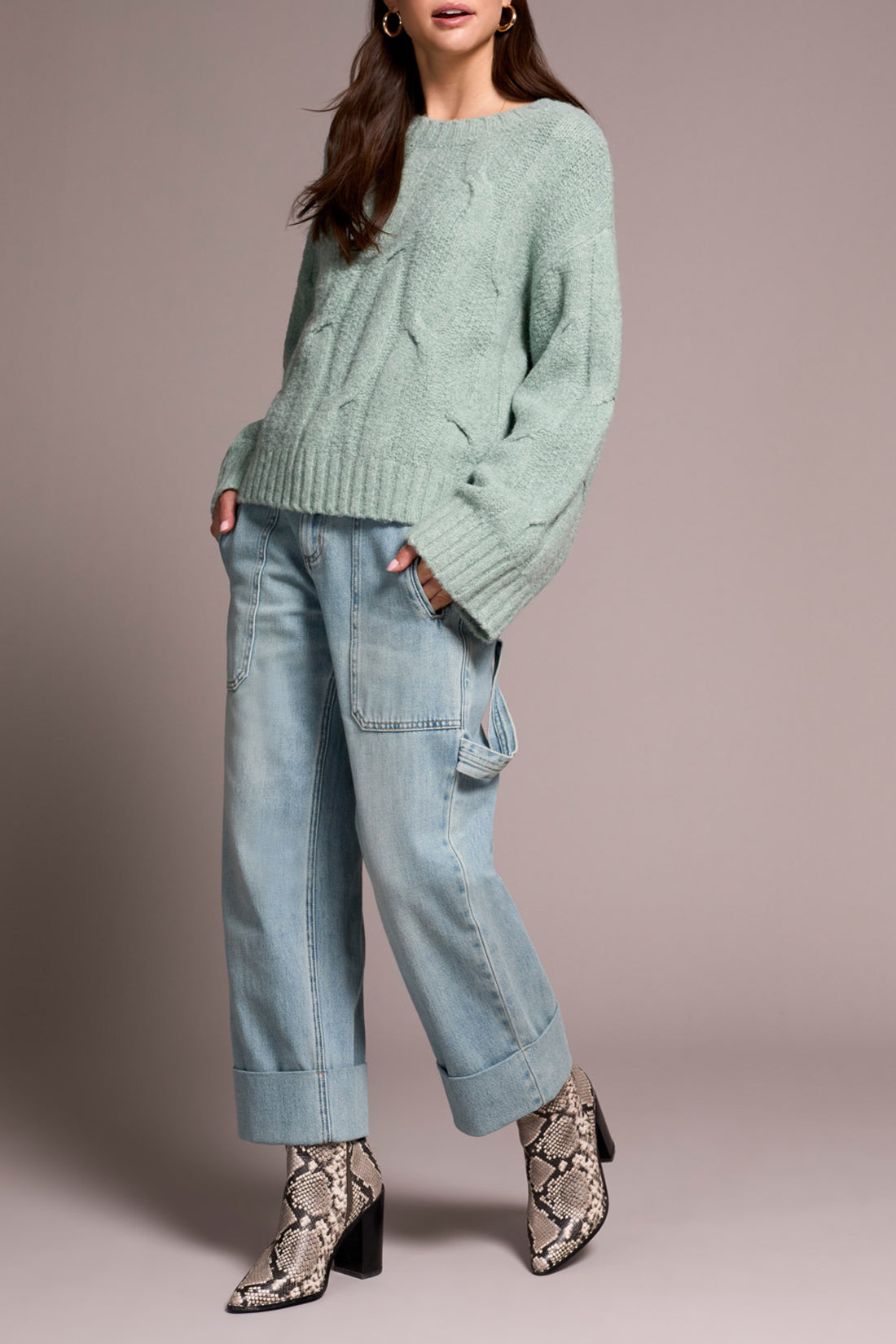 Tribal Top - Cable Sweater - Silver Pine