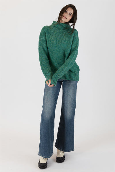 Lyla+Luxe Top - Mock Neck Sweater - Emerald