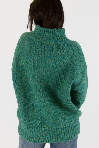 Lyla+Luxe Top - Mock Neck Sweater - Emerald