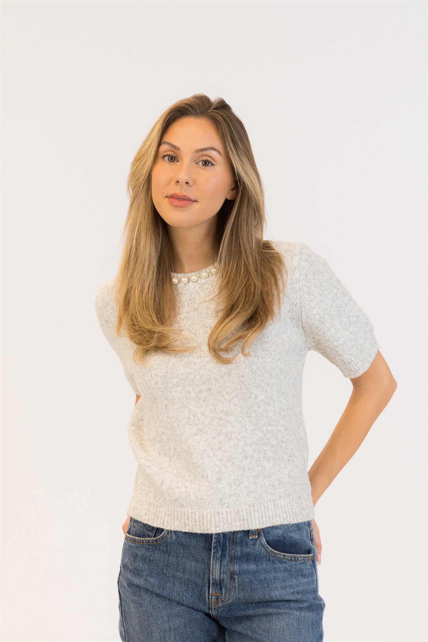 Lyla+Luxe Top - Alana Crew - Grey