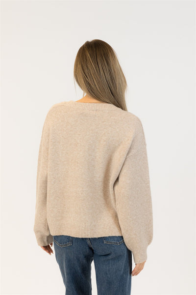 Lyla+Luxe Top - Bows Crew - Beige
