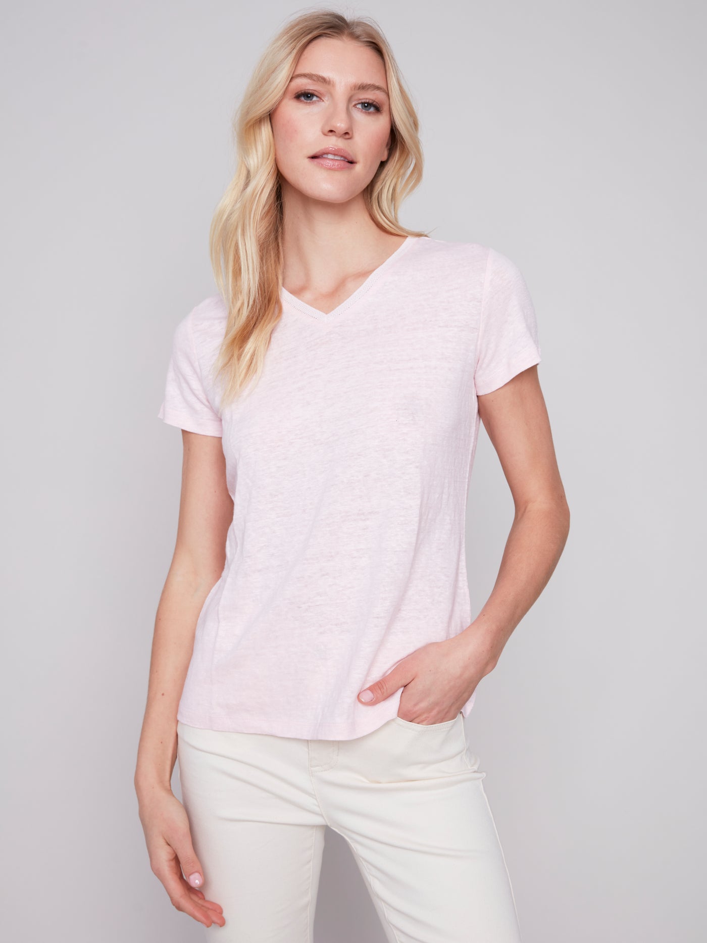 Charlie B Top - Linen Tee - Pink Lotus - LARGE