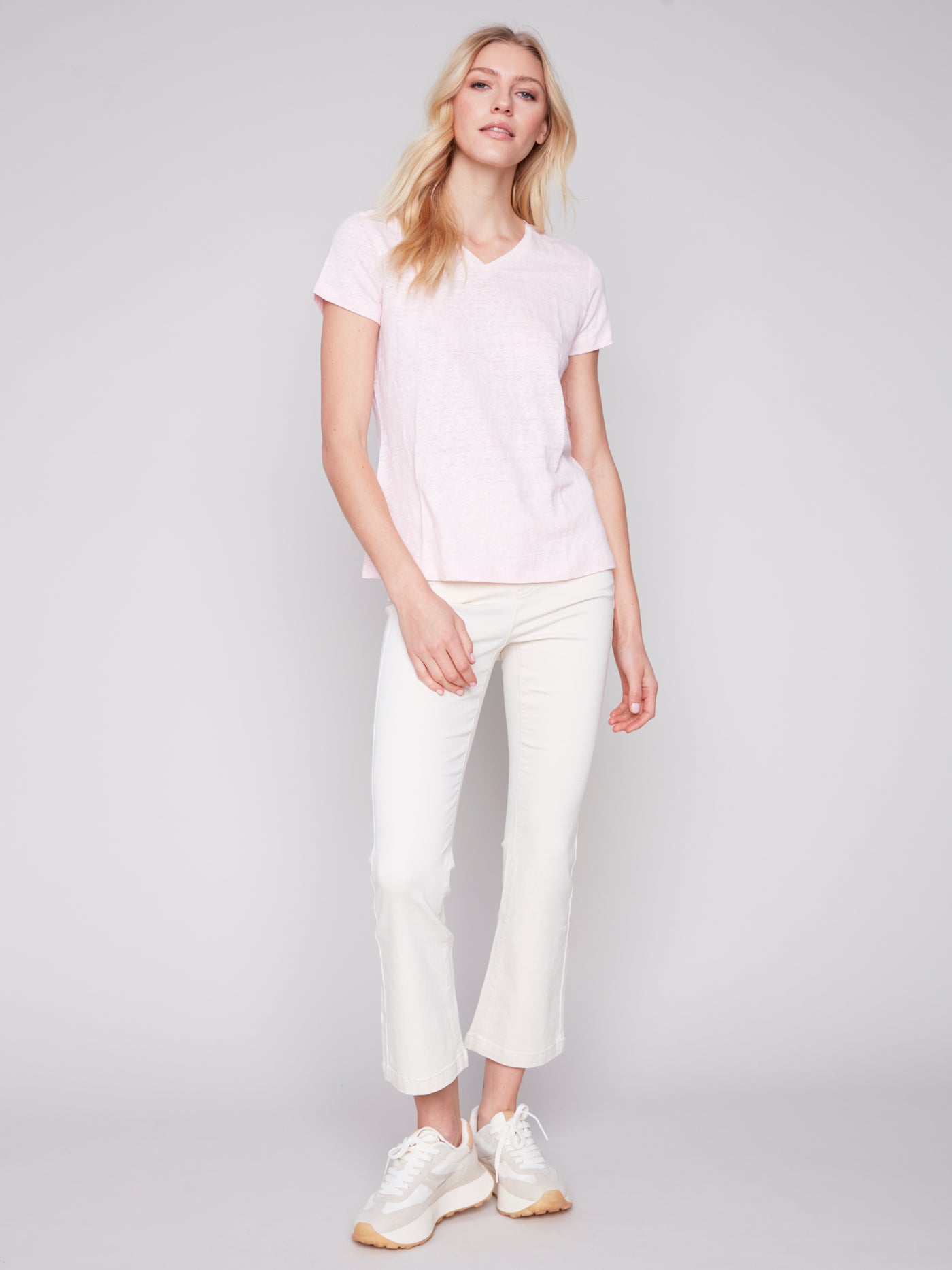 Charlie B Top - Linen Tee - Pink Lotus - LARGE