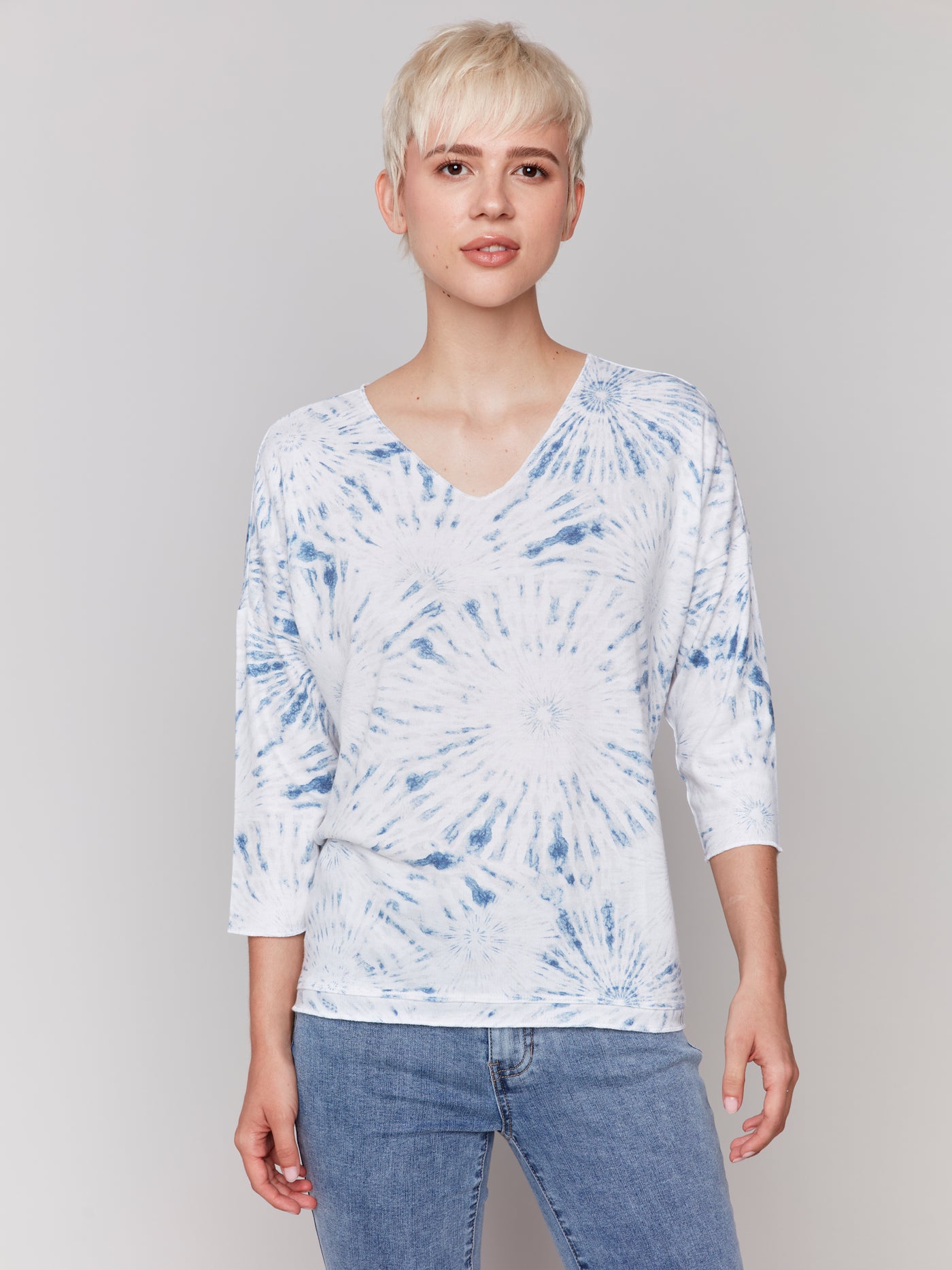 Charlie B Top - V-Neck Knit - Denim