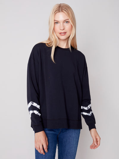 Charlie B Top - Tie Dye Sleeve - Black
