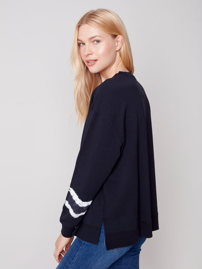 Charlie B Top - Tie Dye Sleeve - Black