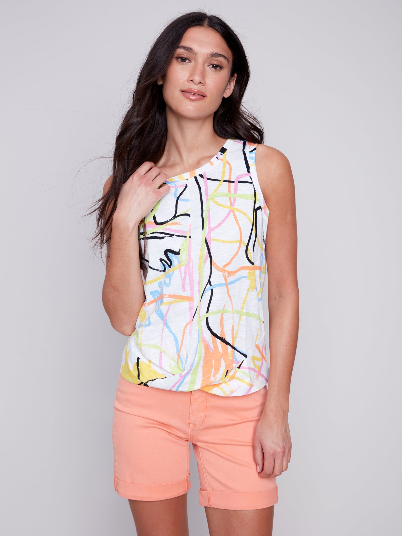 Charlie B Top - Twist Hem Tank - Graffiti - XLARGE