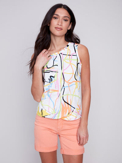 Charlie B Top - Twist Hem Tank - Graffiti