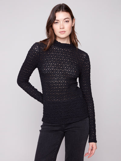 Charlie B Top - Mock Neck Knit - Black