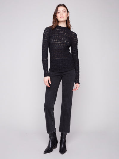 Charlie B Top - Mock Neck Knit - Black