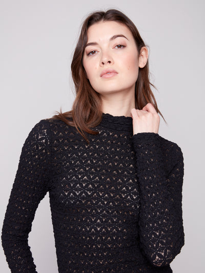 Charlie B Top - Mock Neck Knit - Black