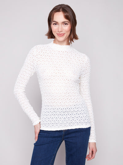 Charlie B Top - Mock Neck Knit - Ecru
