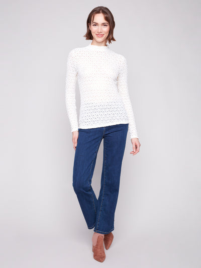 Charlie B Top - Mock Neck Knit - Ecru