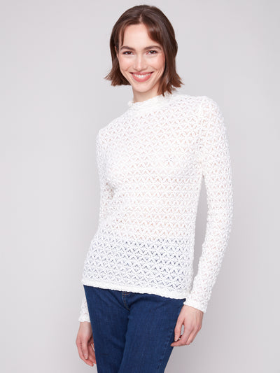 Charlie B Top - Mock Neck Knit - Ecru