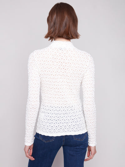 Charlie B Top - Mock Neck Knit - Ecru