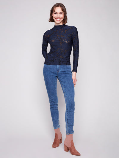 Charlie B Top - Burnout Mesh - Blue Black