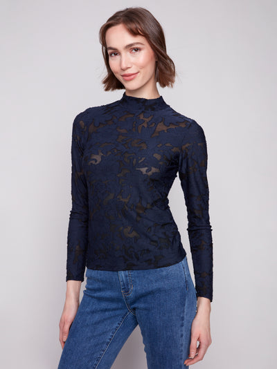 Charlie B Top - Burnout Mesh - Blue Black