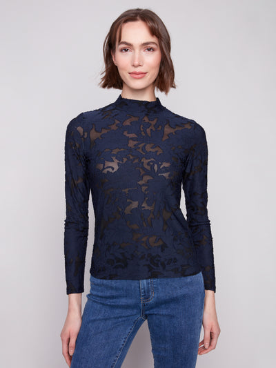 Charlie B Top - Burnout Mesh - Blue Black