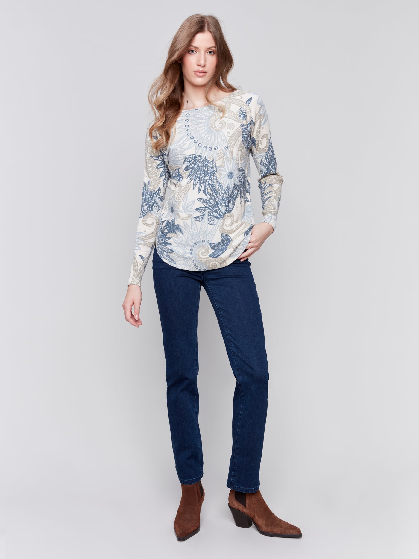 Charlie B Top - Feather Print