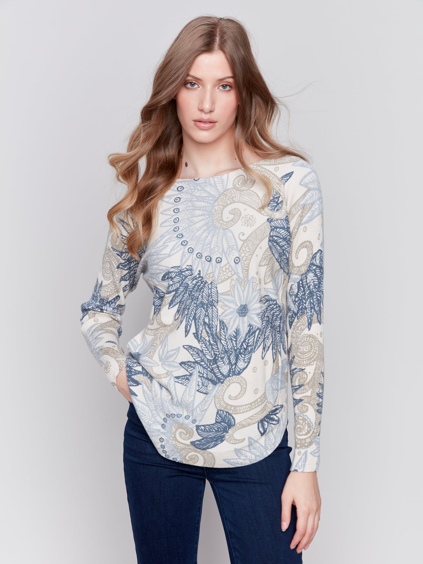 Charlie B Top - Feather Print