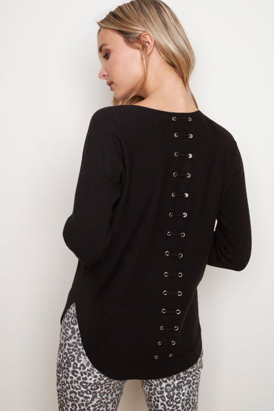 Charlie B Top - Back Lace-Up - Black