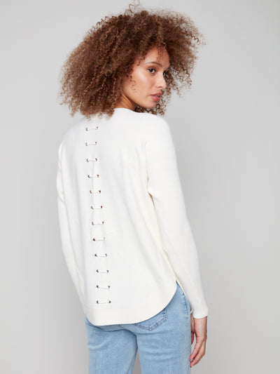 Charlie B Top - Back Lace-Up - Ecru