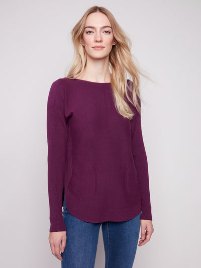 Charlie B Top - Back Lace-Up - Berry
