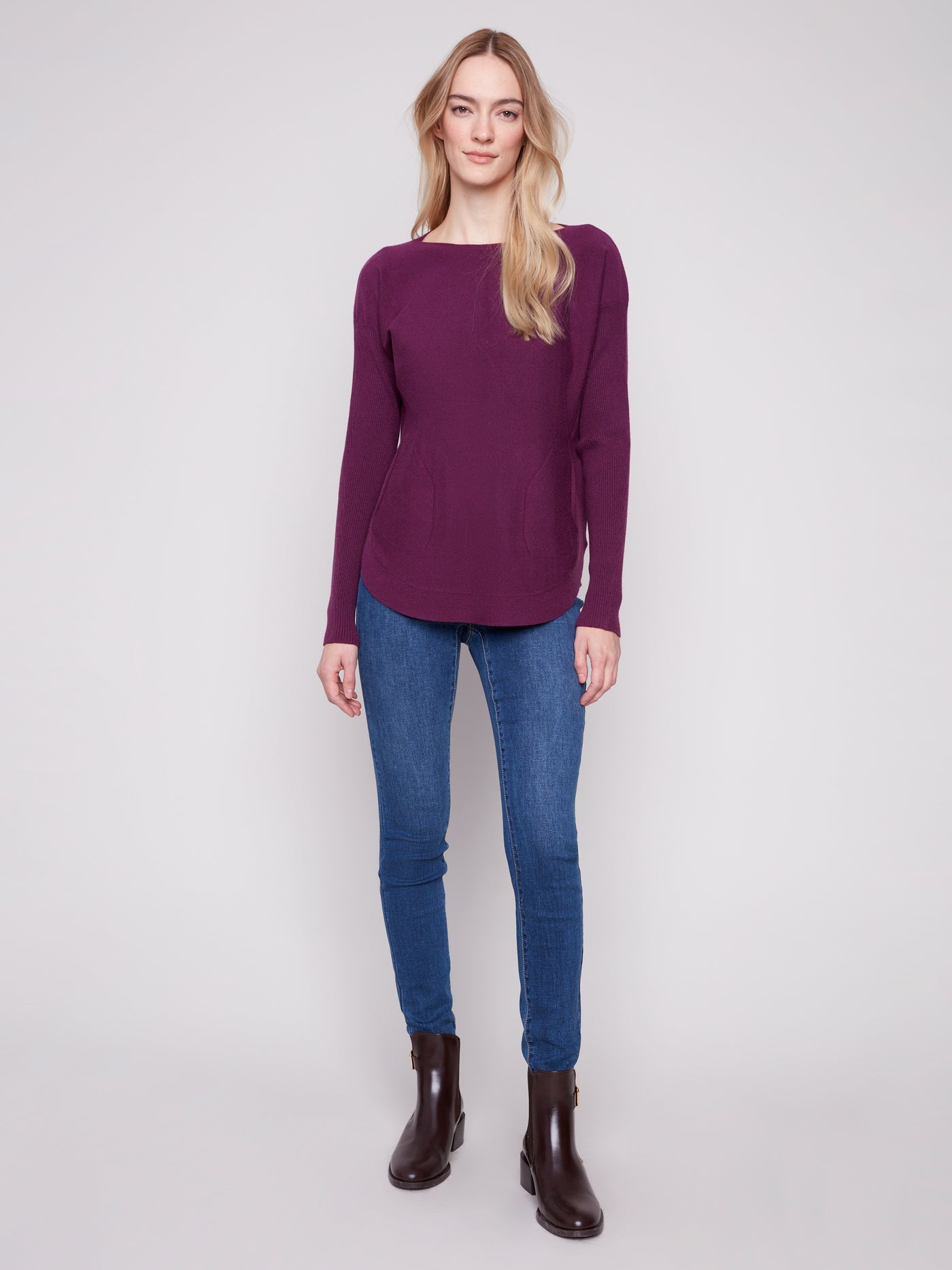 Charlie B Top - Back Lace-Up - Berry