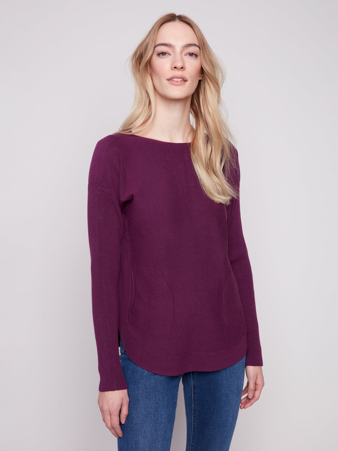 Charlie B Top - Back Lace-Up - Berry