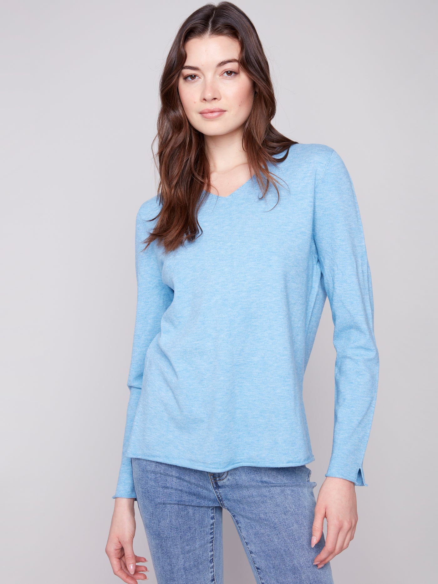 Charlie B Top - V-Neck Sweater - Oxford