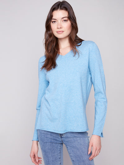 Charlie B Top - V-Neck Sweater - Oxford