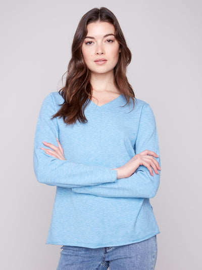 Charlie B Top - V-Neck Sweater - Oxford