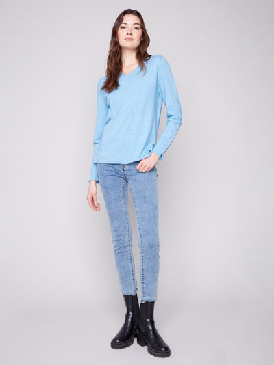 Charlie B Top - V-Neck Sweater - Oxford