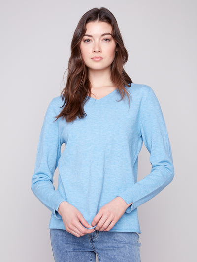Charlie B Top - V-Neck Sweater - Oxford
