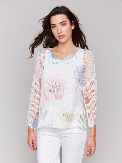 Charlie B Top - Fishnet Sweater - Watercolour