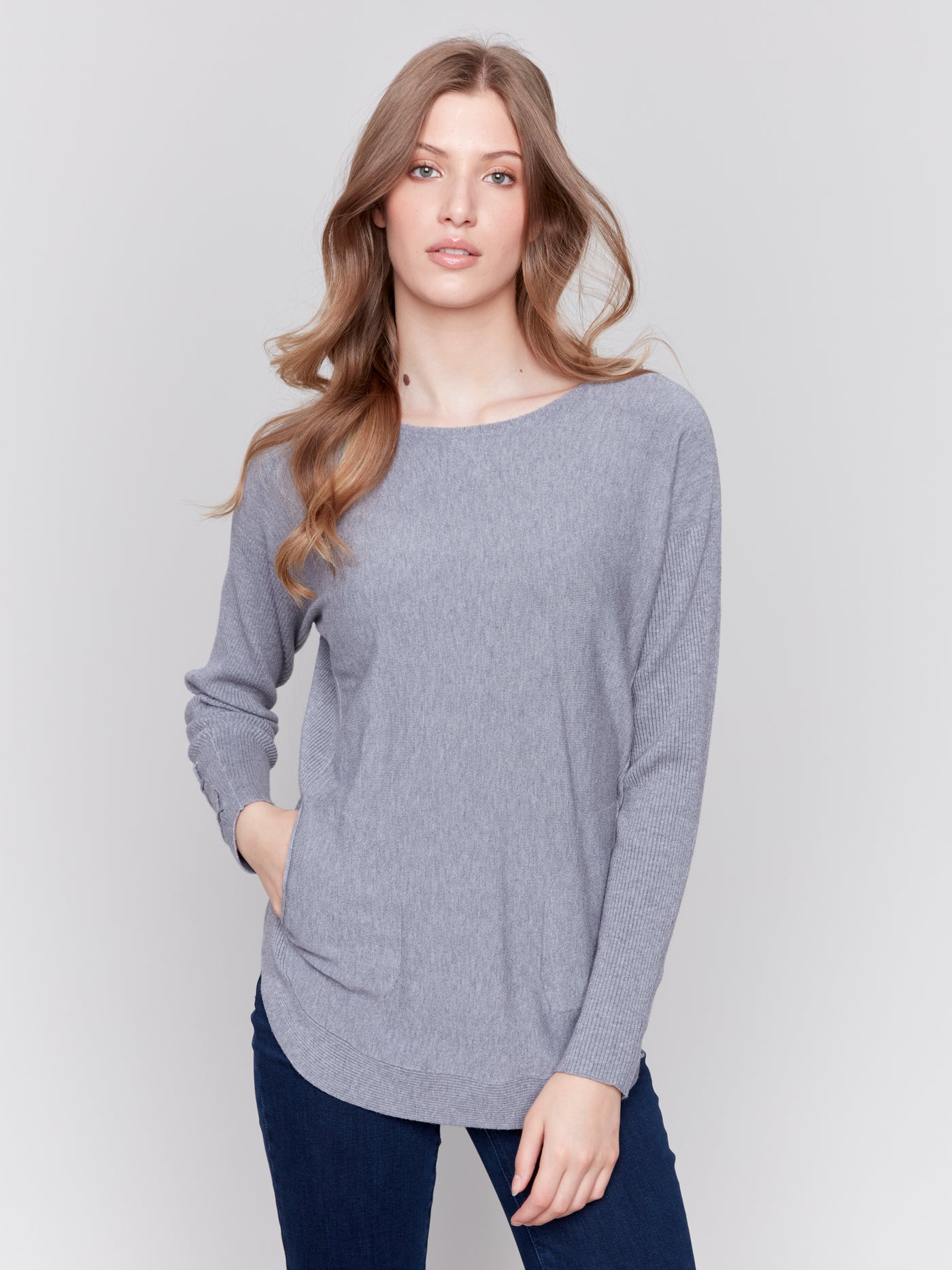 Charlie B Top - Lace-Up Cuff - Grey