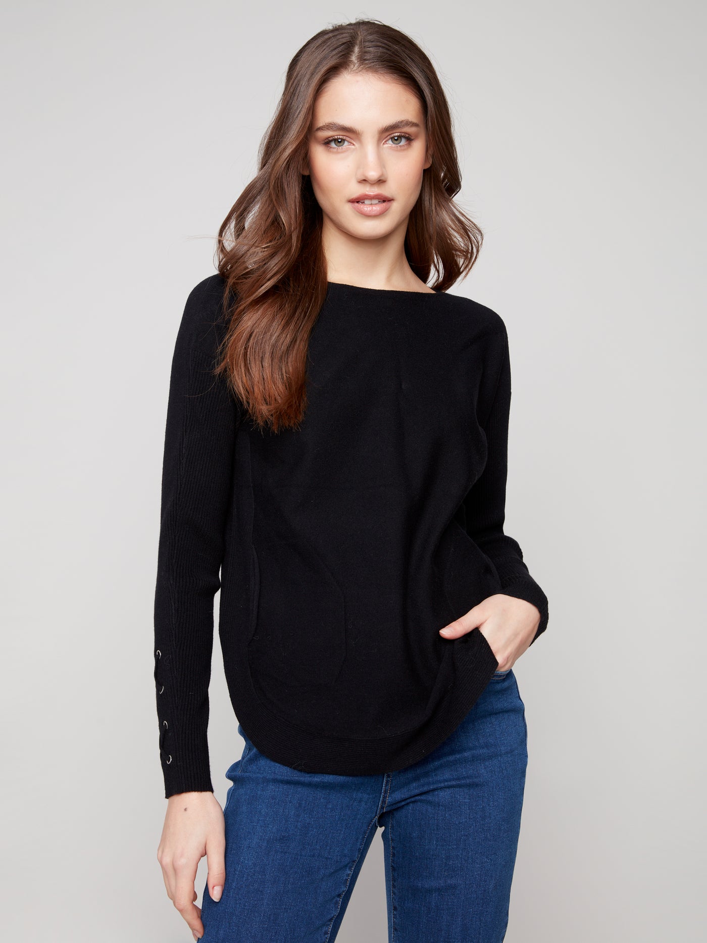 Charlie B Top - Lace-Up Cuff - Black