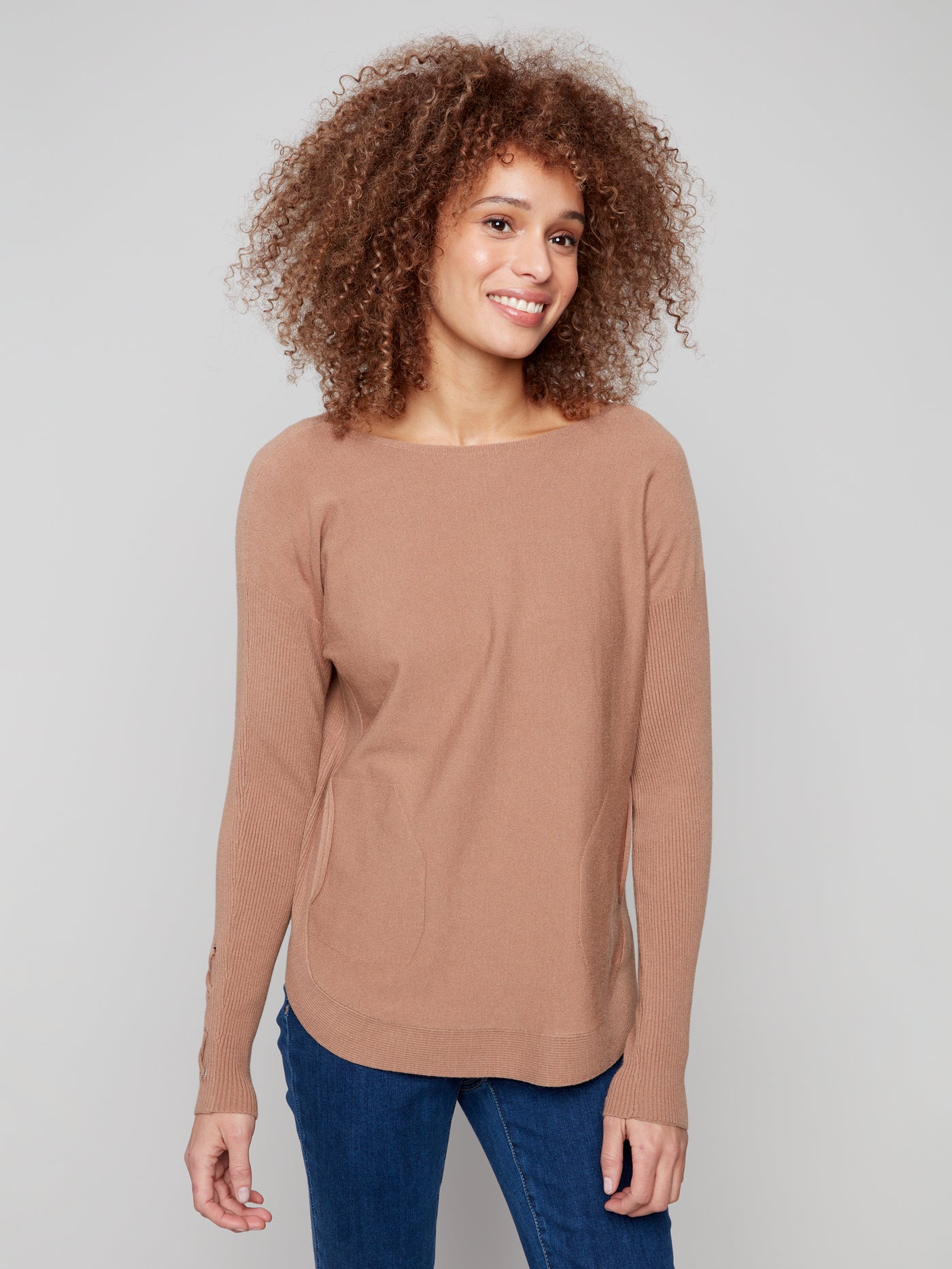 Charlie B Top - Lace-Up Cuff - Truffle