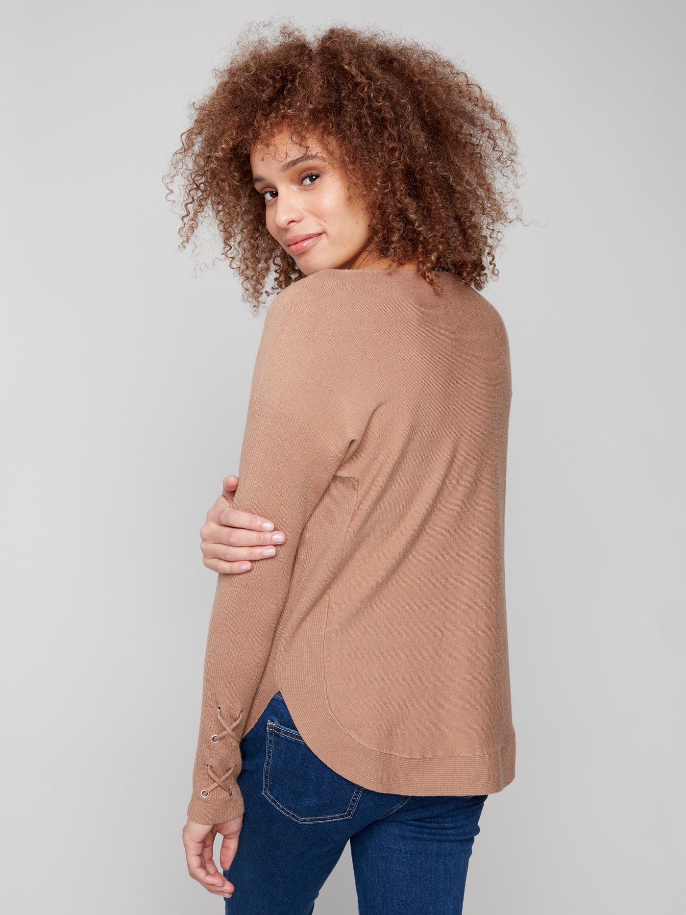 Charlie B Top - Lace-Up Cuff - Truffle