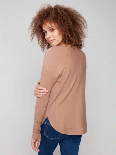 Charlie B Top - Lace-Up Cuff - Truffle
