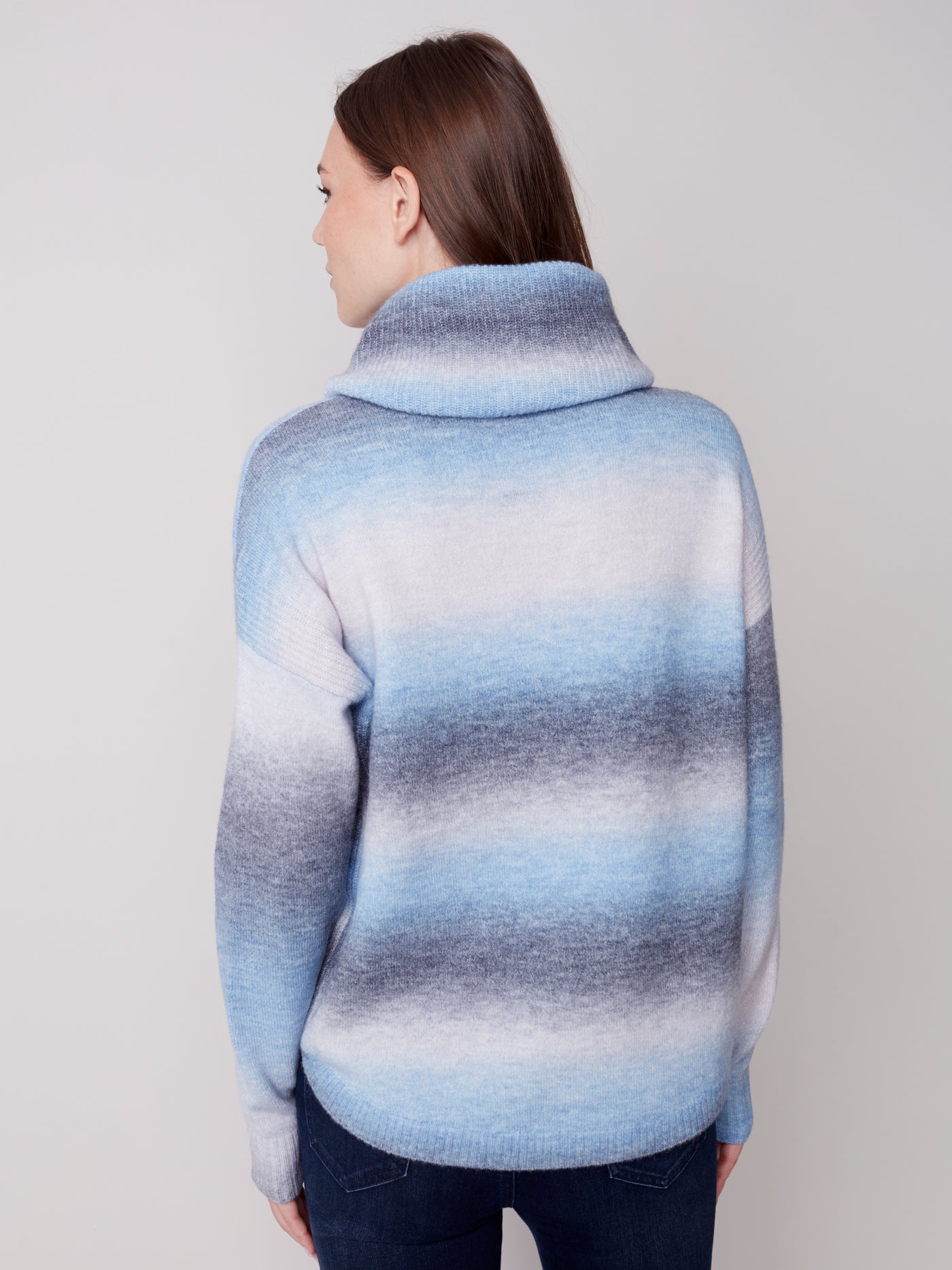 Charlie B Top - Scarf Sweater - Denim Blue