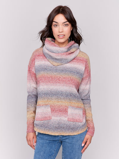 Charlie B Top - Ombre Scarf Sweater - Pink