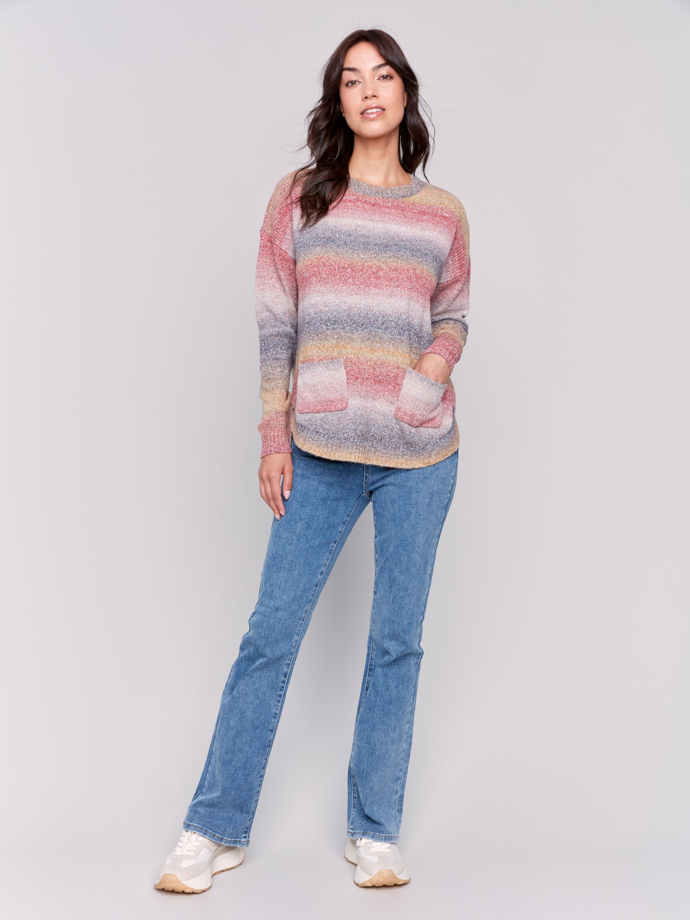 Charlie B Top - Ombre Scarf Sweater - Pink