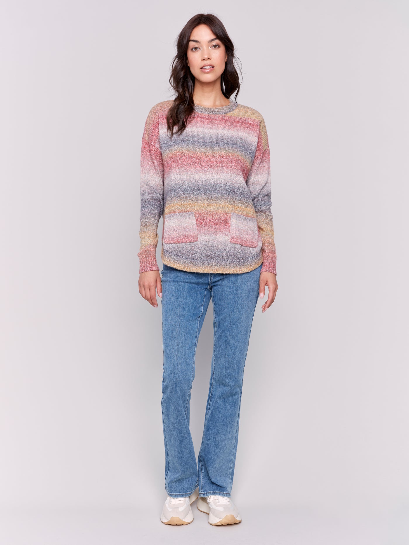 Charlie B Top - Ombre Scarf Sweater - Pink