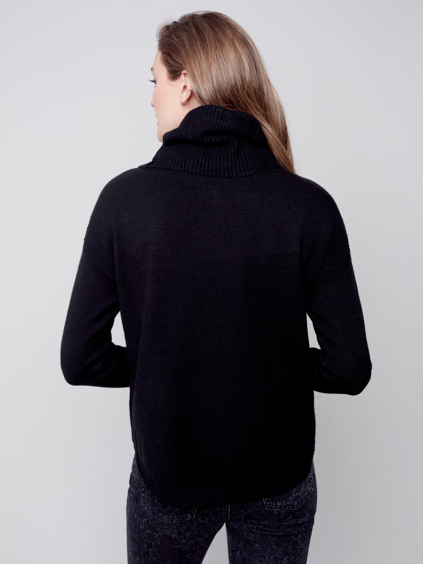 Charlie B Top - Scarf Sweater - Black