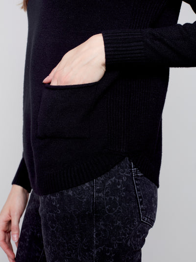 Charlie B Top - Scarf Sweater - Black