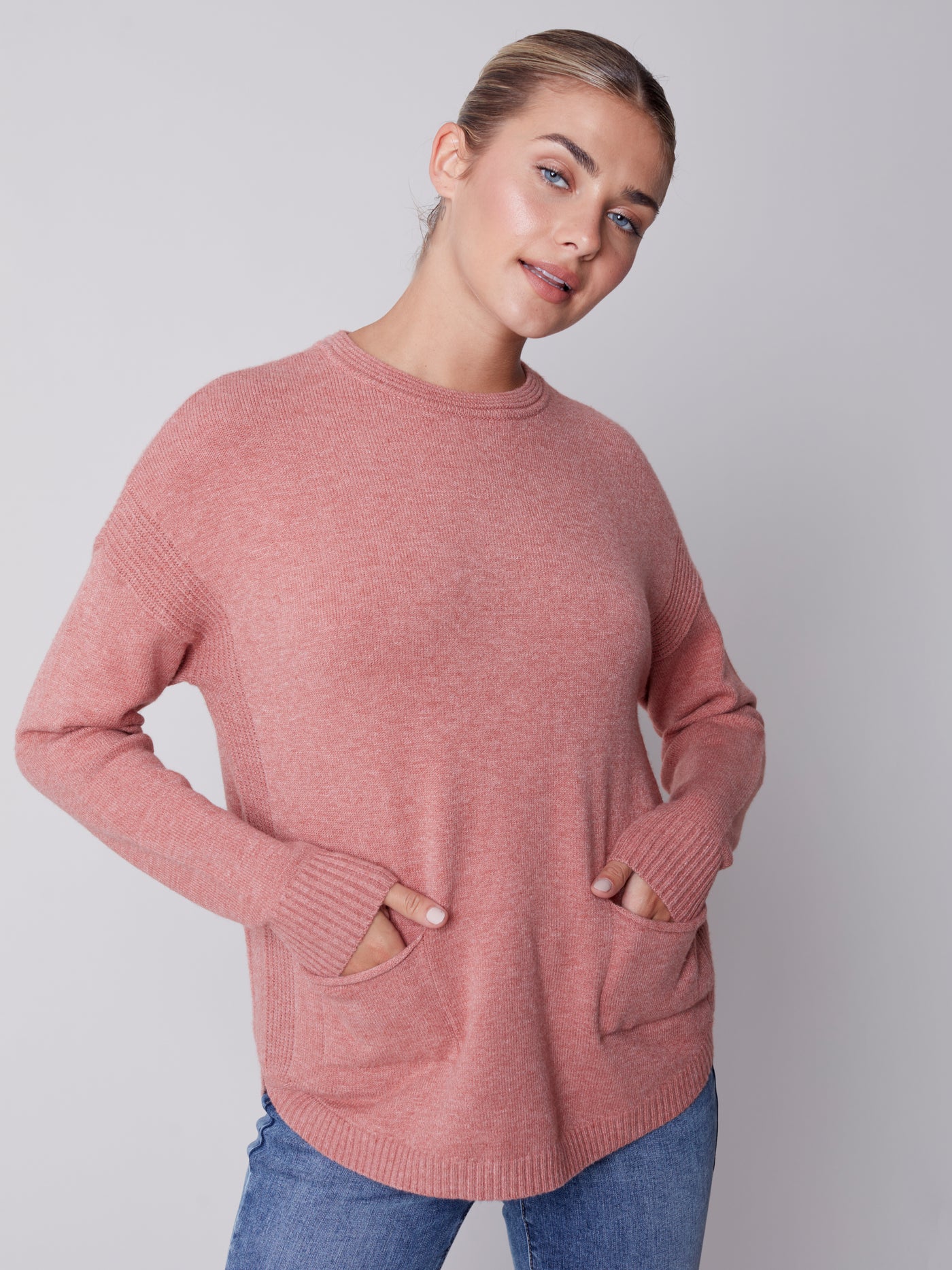 Charlie B Top - Scarf Sweater - Cinnamon