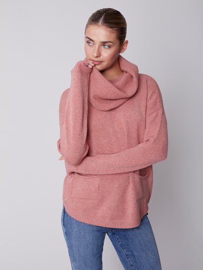 Charlie B Top - Scarf Sweater - Cinnamon