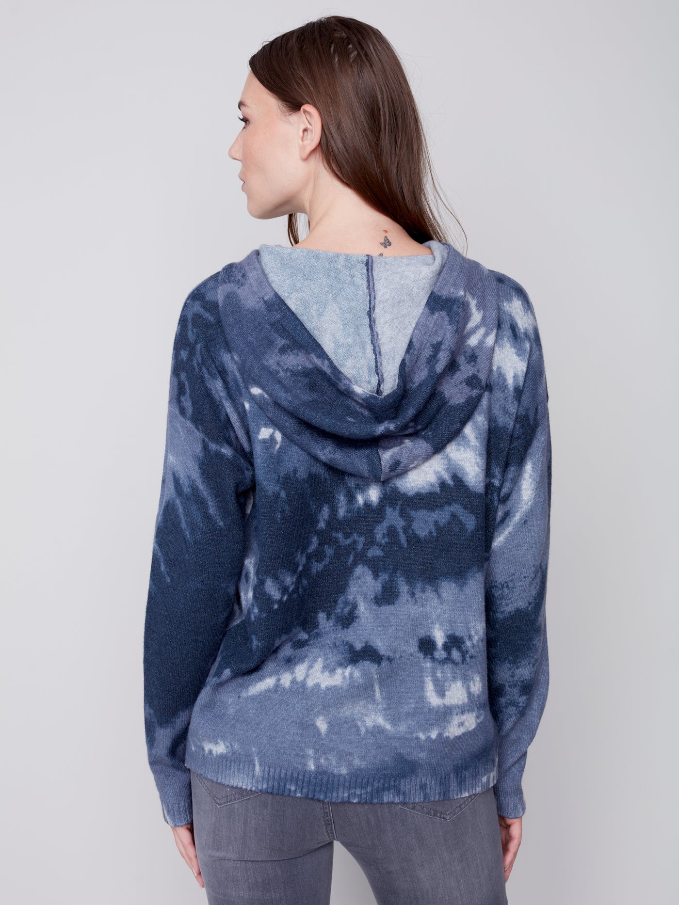 Charlie B Top - Tie Die Hoodie - Blue Denim
